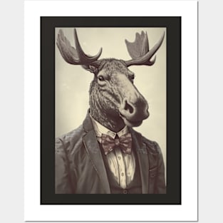 Sophisticated and Classy Moose in Vintage Suit Posters and Art